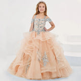 Vestidos de princesa sin mangas para bodas, fiestas de cumpleaños, banquetes, vestidos de niña de las flores, tul azul cielo, apliques florales plateados escalonados 
