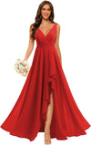 Women's V Neck Bridesmaid Dresses with Slit 2025 Chiffon A-line Formal Evening Gowns with Pockets bridesmaid dress for weddings