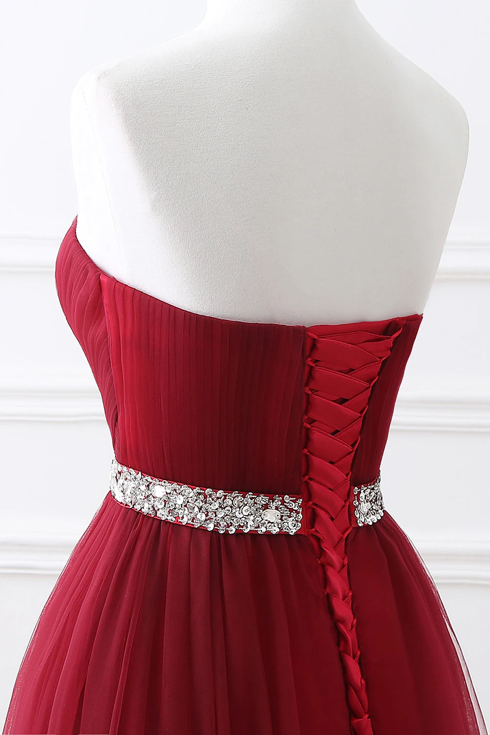 A-line Strapless Tulle Royal Blue Evening Dresses Lace Up Crystal Sequin Formal Party For Bride Sexy Prom Gown Wedding Party