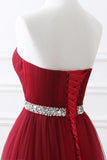 A-line Strapless Tulle Royal Blue Evening Dresses Lace Up Crystal Sequin Formal Party For Bride Sexy Prom Gown Wedding Party