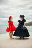 Navy Sleeveless Dress, Summer Flower Girl Holiday Wedding Pageant Birthday, Party Dress Children Toddler, Anniversaries Dress