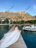 Sheer boudoir long bridal robe. Wedding night sexy bride nightgown. Lace and tulle maternity photoshoot robe.