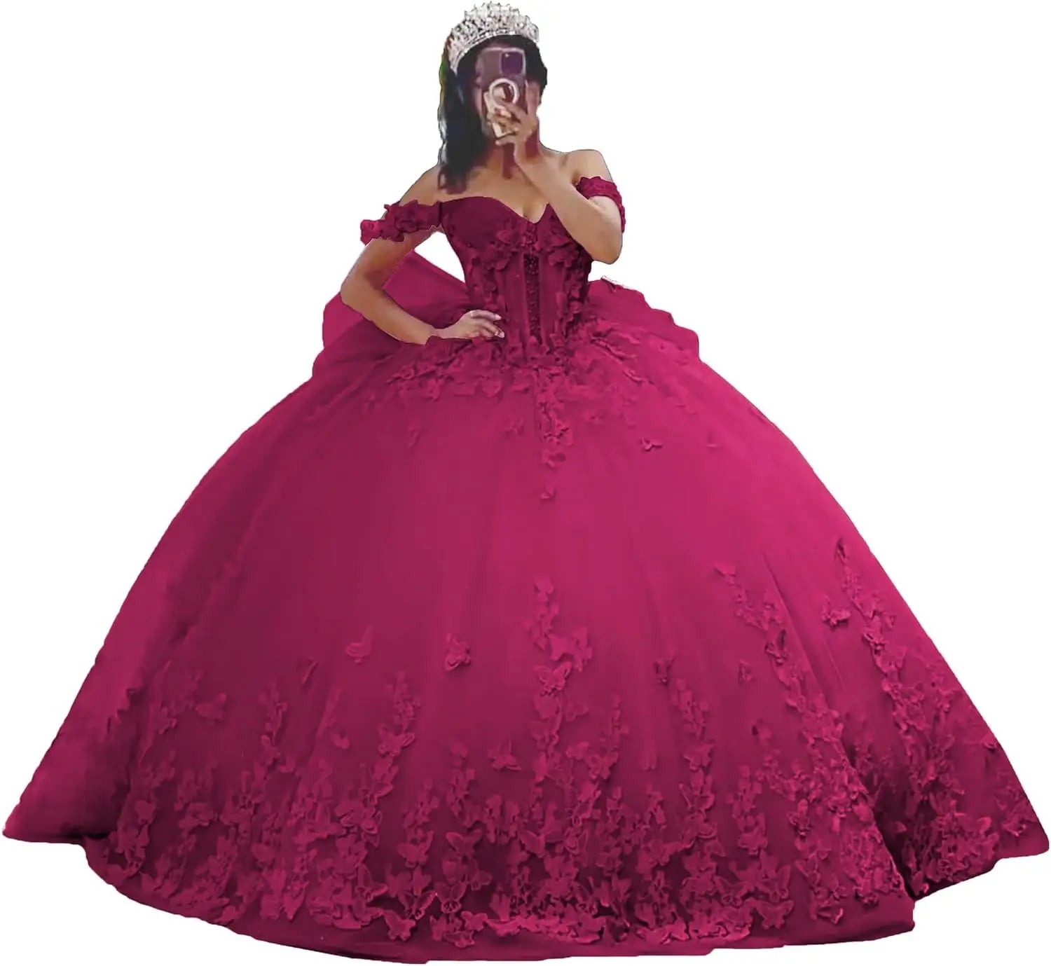 3D Butterfly Quinceanera Dresses Ball Gown Off Shoulder Sweet 15 16 Dresses Sparkly Tulle Beaded Party Gown party dress