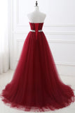 A-line Strapless Tulle Royal Blue Evening Dresses Lace Up Crystal Sequin Formal Party For Bride Sexy Prom Gown Wedding Party