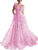 Women's 3D Butterfly Prom Dresses Tulle Ball Gown Fairy Corset Long Slit Lace Applique Formal Evening Dress party dresses