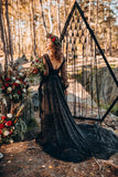Sequin A-Line Black Wedding Dress for Bride- Black Sparkle Wedding Gown, Gothic Wedding Dress, Black Prom Dress | Mermaid