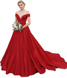 Damen Schulterfrei Satin Brautkleider Ballkleid Langes Ballkleid Abendkleid Ballkleid Brautkleider Sexy Brautkleid 