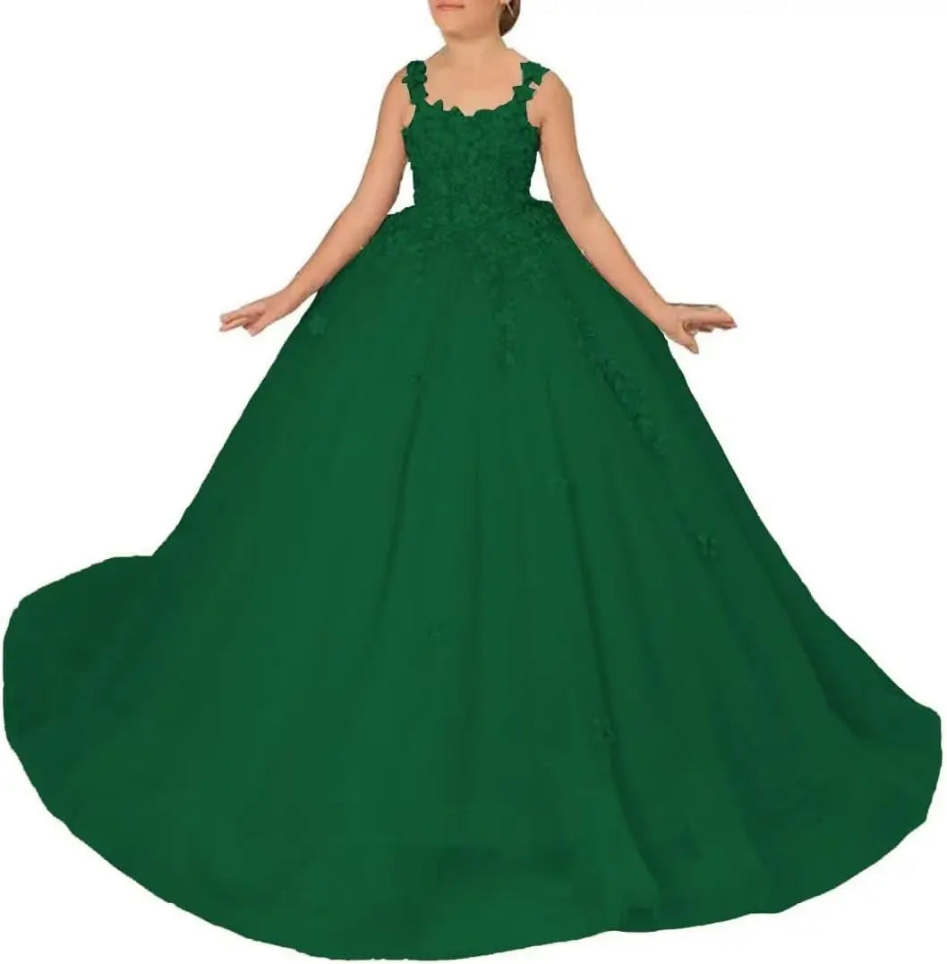Blumenmädchenkleider für Hochzeit Spitze Prinzessin Erstkommunion Abendkleider Tüll Festzug Ballkleider Prinzessinnenkleid 