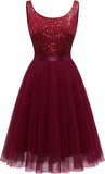 Sequin Dress for Woman Vintage A Line Wedding Formal Swing Mesh Prom Dress Sleeveless Cocktail Maxi Gowns