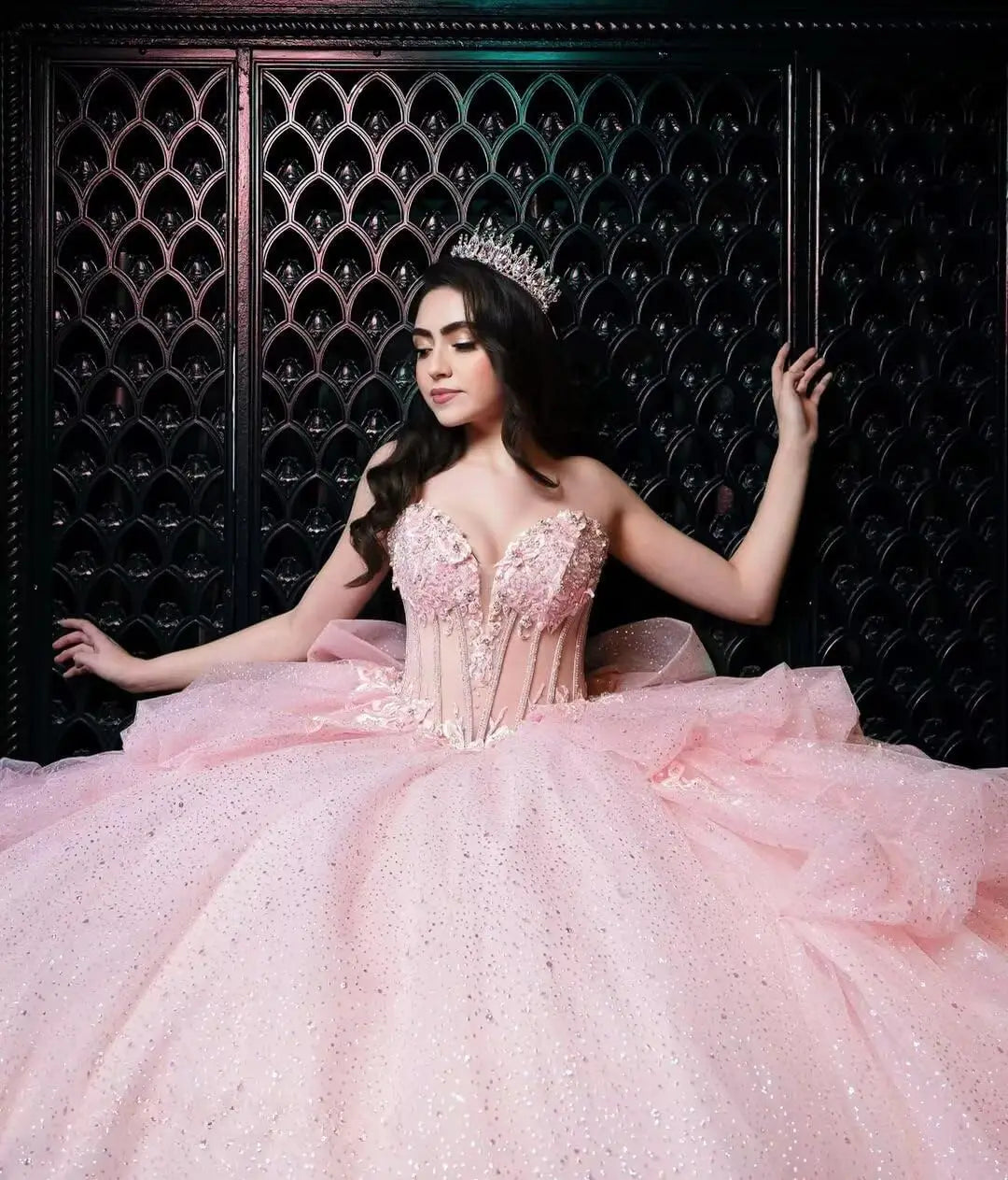Puffy Tulle Quinceanera Dresses Ball Gown Strapless Long Sweet 16 Dress Sweetheart Sparkly Evening Gown ball gown dress