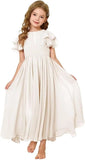 Flower Girl Maxi Dress for Wedding Bridesmaids Flowy Chiffon Teens Ruffle Sleeve Formal Party Pageant Gown princess dress