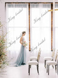 Vestidos de novia de tul con encaje, vestido de novia azul, vestido de novia sencillo, vestidos de noche de graduación, vestido formal, mujer elegante 