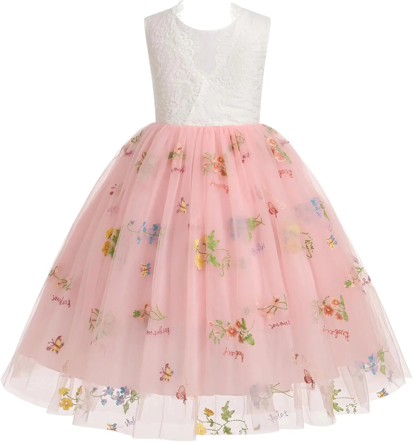 Vestido de niña de las flores, princesa, sin mangas, floral, bordado, para verano, boda, desfile, cumpleaños, tutú, vestido de tul 