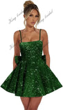 Maßgefertigte Damen-Heimkehrkleider mit quadratischem Ausschnitt und Pailletten für Teenager, A-Linie, kurzes Abschlussballkleid, Hochzeitsfeierkleid, Clubwear, Cocktailkleid 