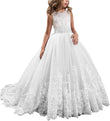 Princess Lilac Long Girls Pageant Dresses Kids Prom Puffy Tulle Ball Gown flower girl dress girls dresses for party and wedding