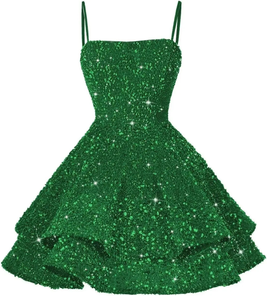 Kurze Pailletten-Heimkehrkleider für Teenager 2025, glitzernde Spaghettiträger, Sweet 16-Abschlussball-Cocktailkleid, Ballkleid, Partykleider 