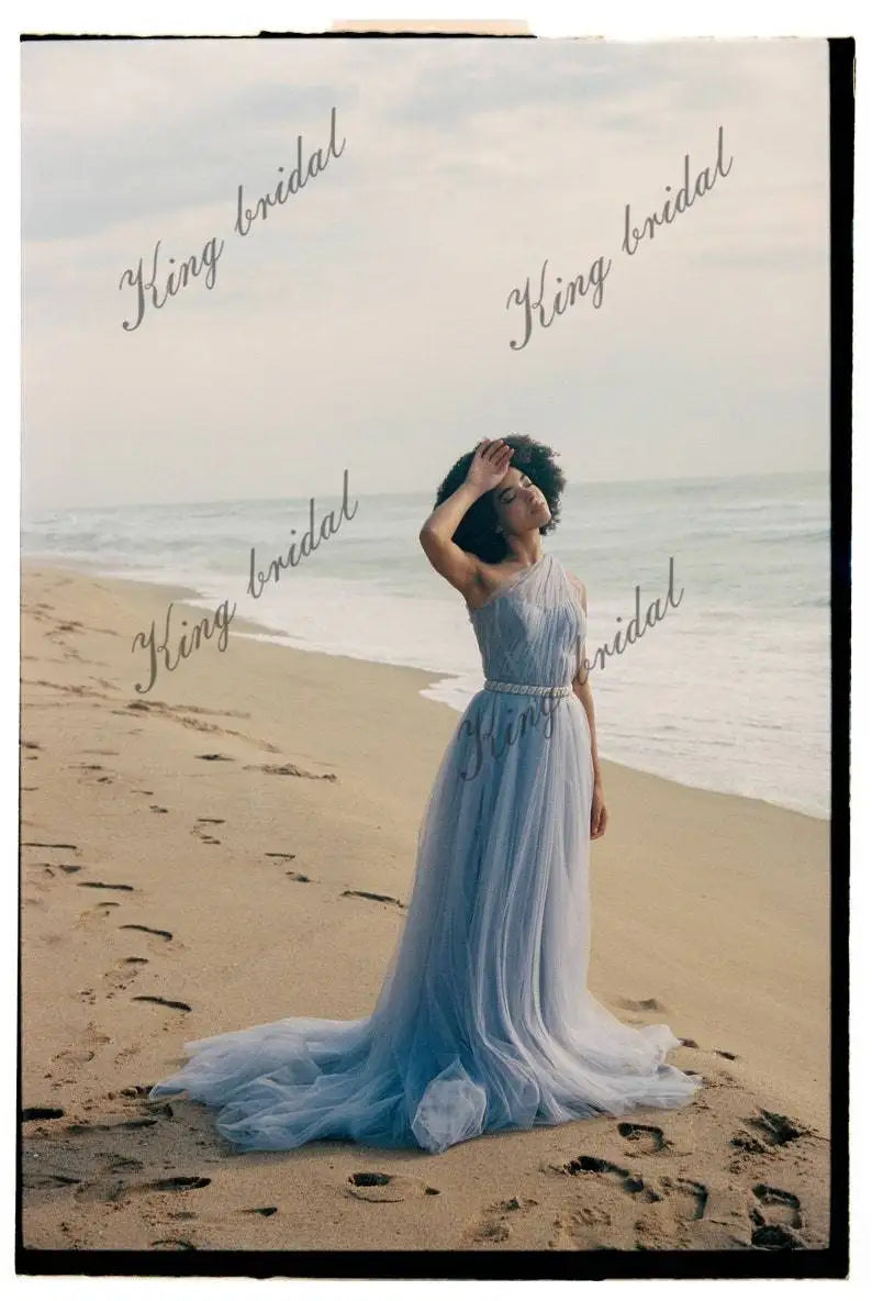 One shoulder wedding dress Draped Corset bridal gown  evening prom dresses formal party dress women elegant