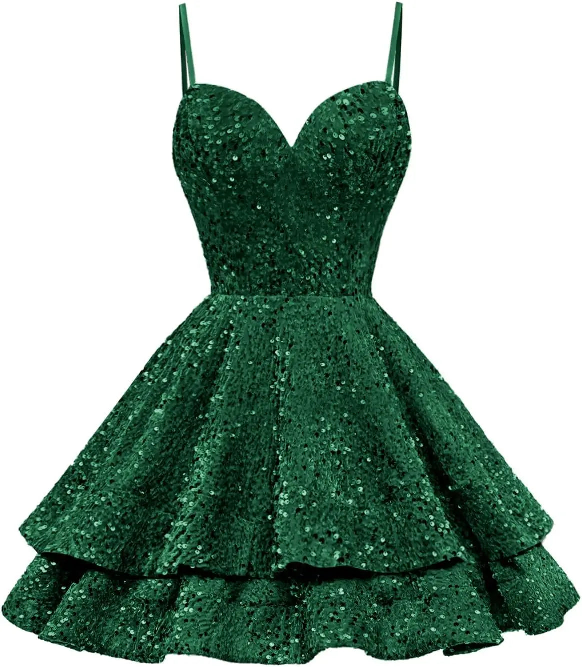 Tiered Sequin Homecoming Dresses Short for Teens 2025 Spaghetti Straps A-Line Prom Dress mini dress  party dresses