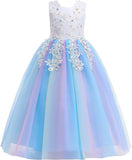 Little/Big Girls Lace Bridesmaid Dress Flower Kid Wedding Ball Gown Toddler Princess Pageant Evening Dresses princess dress
