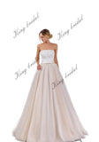 Perlenbesetztes Spitzen-Brautkleid mit Cape Tüll-Brautkleid Schulterfrei Brautkleid Individuelle Brautkleider Nude A-Linie Brautkleid 