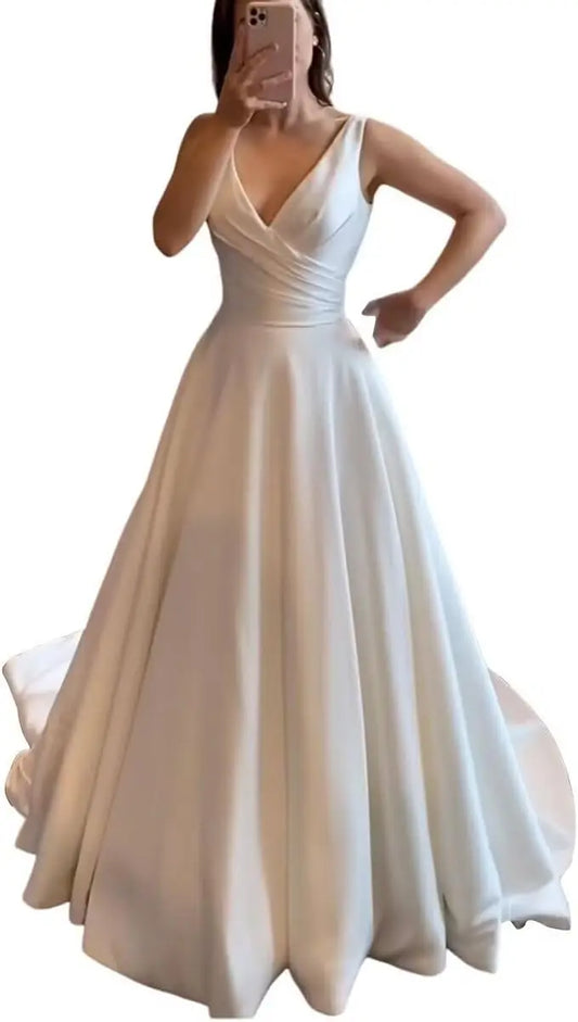 Vestidos de novia elegantes de encaje para playa, con mangas, apliques de tul y satén, talla grande, 2025 