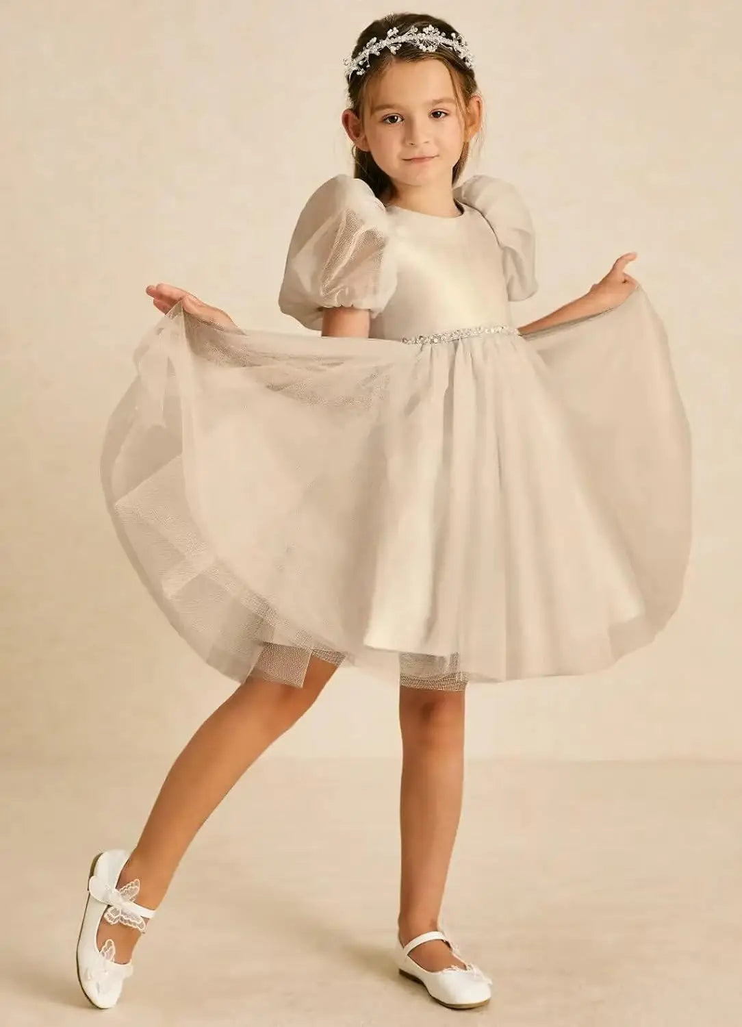 Vestidos de verano para niñas, de malla transpirable, largos, para bodas, con mangas, de princesa. 