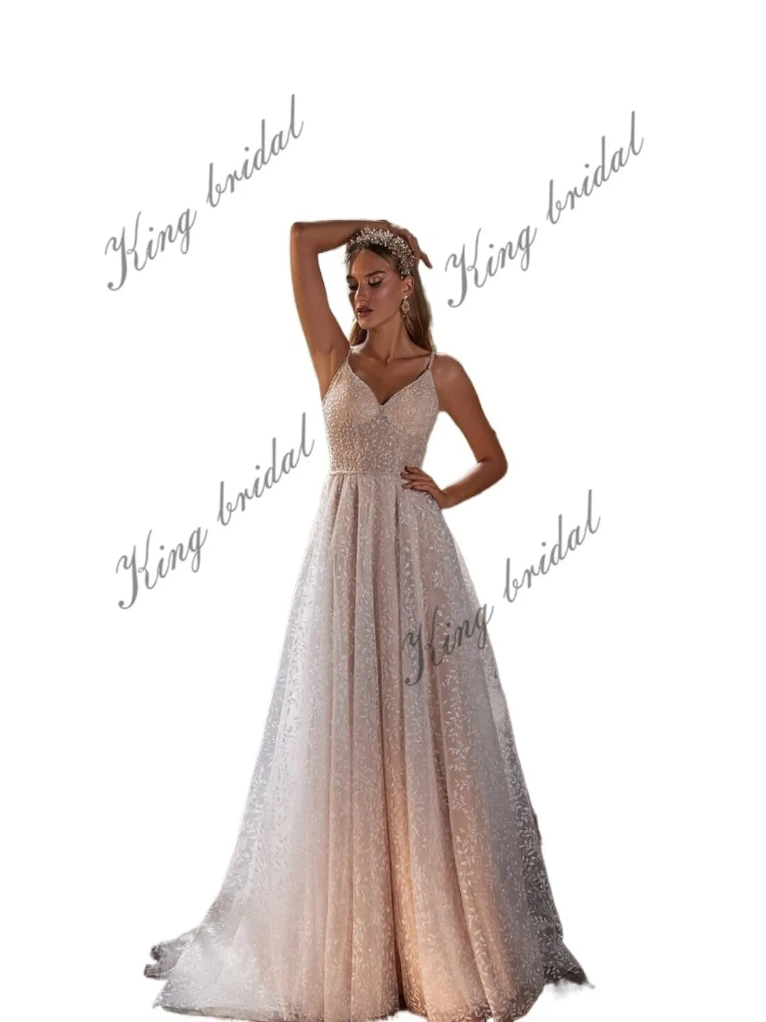 Vestido de novia brillante, vestido de novia de corte A con bordado de cristales, vestidos de novia sin espalda, vestido con brillo, vestido de novia personalizado 