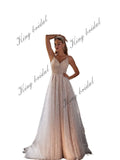 Vestido de novia brillante, vestido de novia de corte A con bordado de cristales, vestidos de novia sin espalda, vestido con brillo, vestido de novia personalizado 