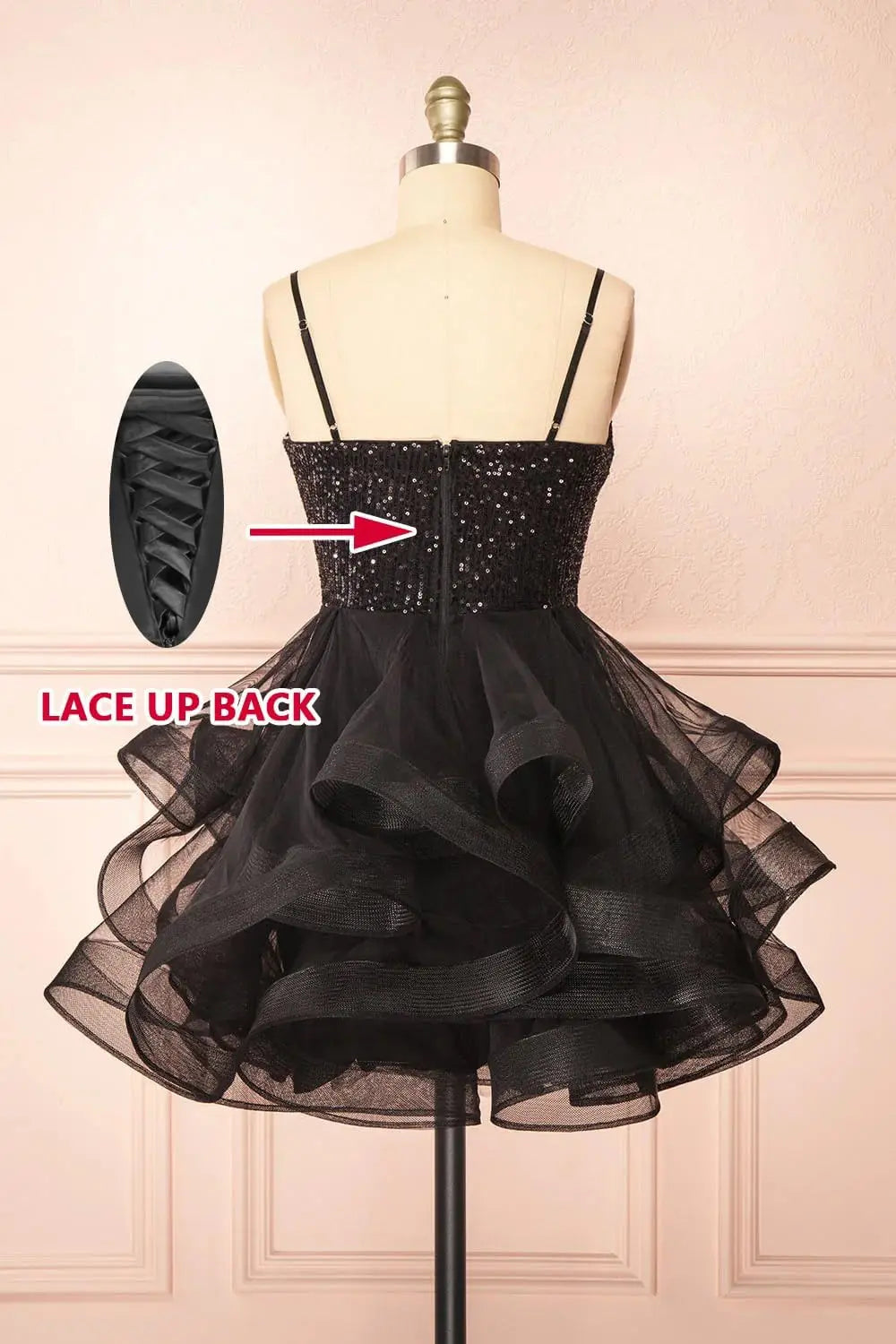 Vestidos de fiesta de tul para adolescentes, con tirantes finos y lentejuelas, vestidos de fiesta cortos, minivestidos de cóctel en capas, vestidos de dama de honor 