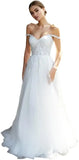 Brautkleider für die Braut Langes Spitzenapplikations-Tüll-Brautkleid Boho-Strandhochzeitskleid weißes Kleid Maßgeschneiderte Brautkleider 