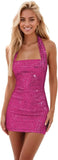 Sparkly Sequin Short Homecoming Dresses for Teens Halter Tight HOCO Dresses 2025 Backless Formal Cocktail Gown bridesmaid dress
