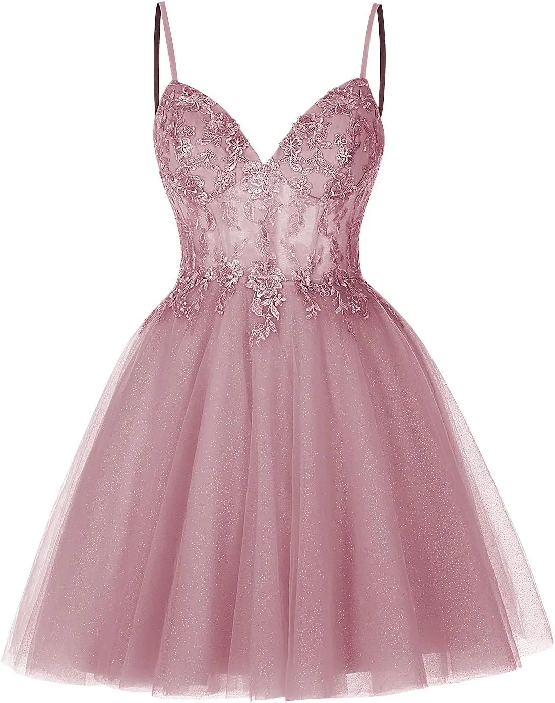 Pretty Short Lace Floral Homecoming Dresses for Teens Sparkly Tulle Illusion Prom Dress Cocktail Party Gowns Bridesmaid Gown