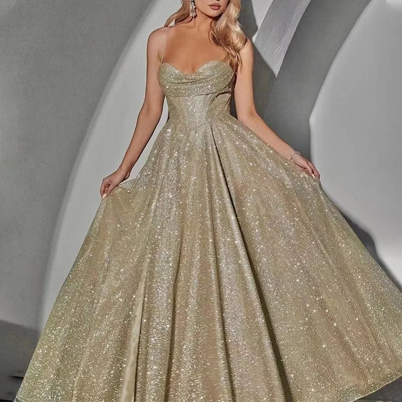 Sexy Backless Maxi Formal Dress for Women Elegant Sleeveless Pleated Guest Mermaid Evening Gowns for Wedding Cocktail Graduation
