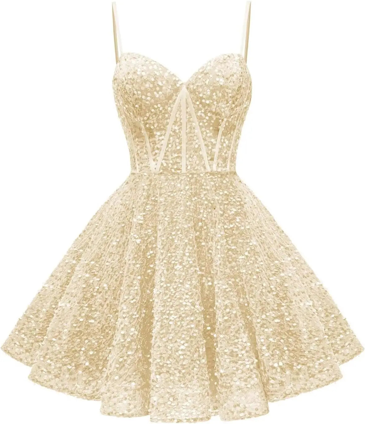 Spaghetti Straps Sequin Homecoming Dress Short Prom Gown with Pockets Spaghetti Straps Sequin Homecoming Dress Short Prom Gown with Pockets