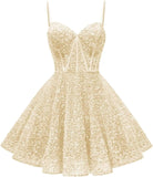 Spaghetti Straps Sequin Homecoming Dress Short Prom Gown with Pockets Evening Party Gowns cocktail dress  party mini dresses