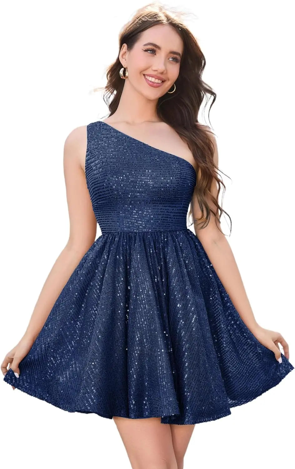 Graduation Dress Sparkly Sequin One Shoulder Short Homecoming Dress for Teens Mini Cocktail Dresses short prom Club Gowns
