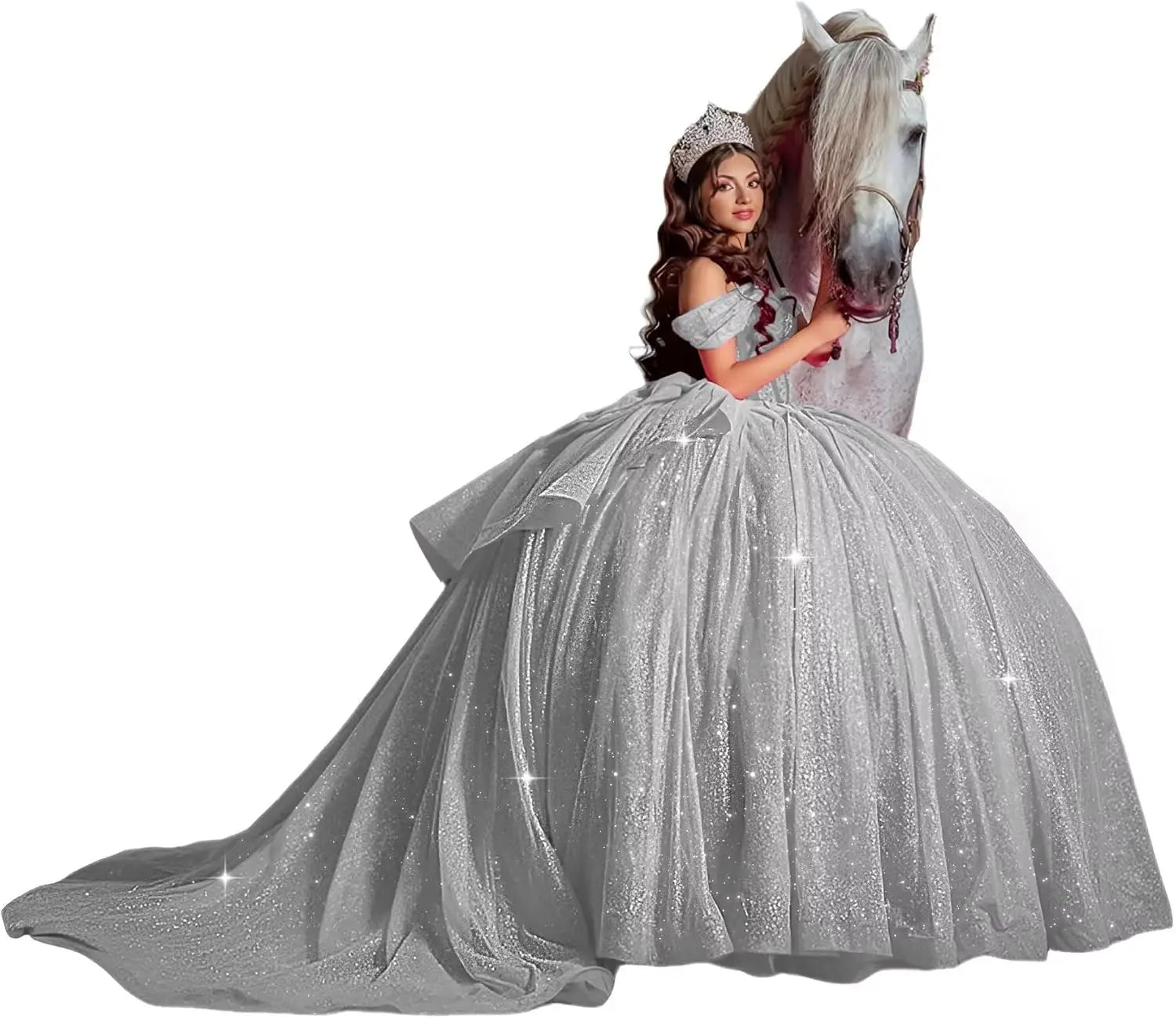 Off Shoulder Quinceanera Dresses Ball Gown Sparkly Beading Tulle Prom Dress Ruffle Layered Sweet 16 Dresses party dresses