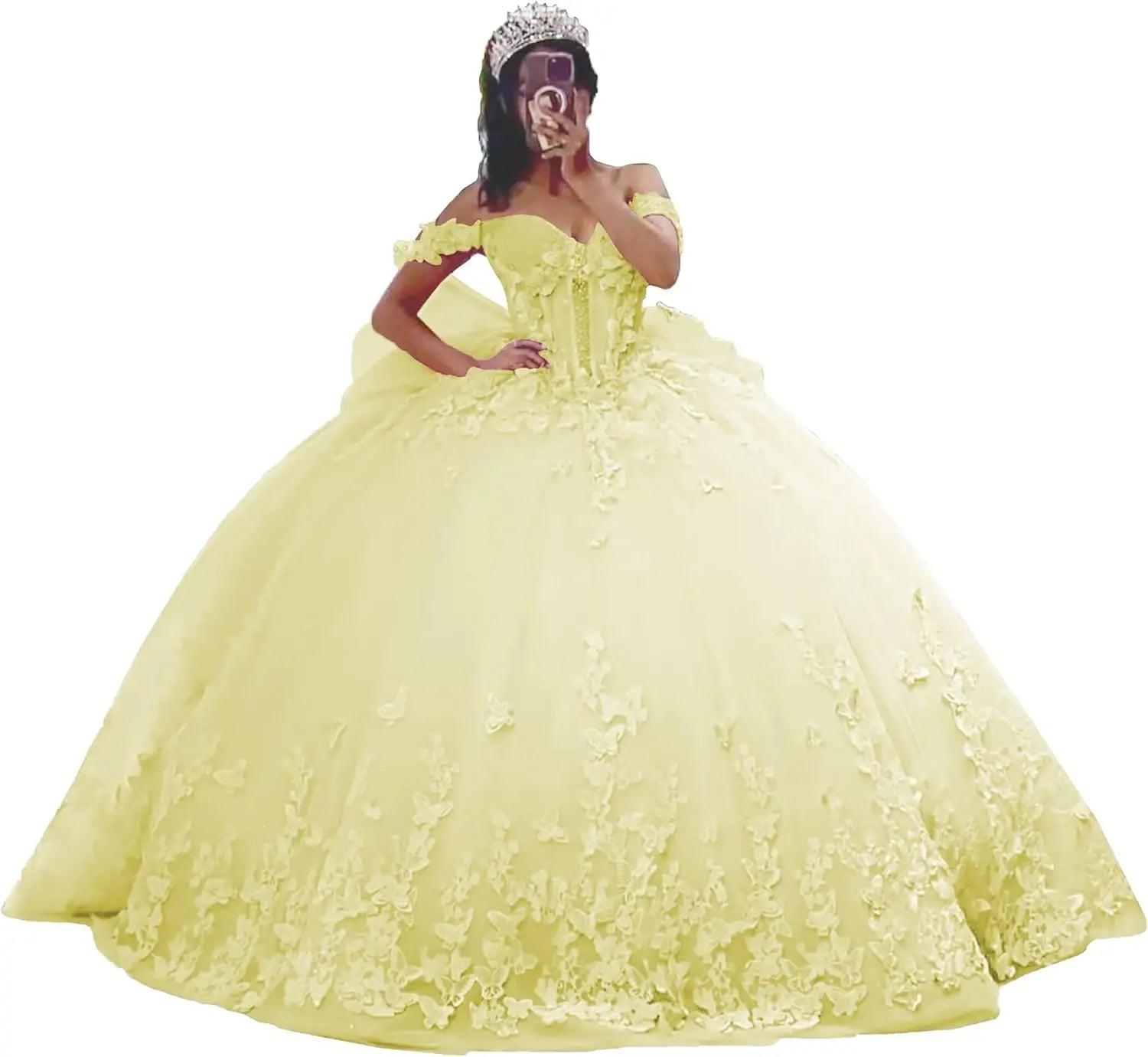 3D Butterfly Quinceanera Dresses Ball Gown Off Shoulder Sweet 15 16 Dresses Sparkly Tulle Beaded Party Gown party dress