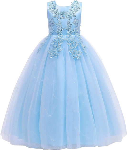 Little/Big Girls Lace Bridesmaid Dress Flower Kid Wedding Ball Gown Toddler Princess Pageant Evening Dresses princess dress