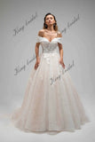 Blumenspitze Kleid Glitter Chantilly Tüll Brautkleider Off-Shoulder Korsett einfache Brautkleid benutzerdefinierte Brautkleid 