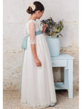 Apliques de encaje blanco con lazo, medias mangas para bodas, fiestas de cumpleaños, banquetes, vestidos de princesa y vestidos de niña de las flores. 