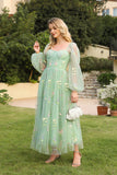 Hot Sale Fairy Green Floral Embroidery Prom Dress with Back Lacing-Elegant Sweetheart Evening Gown for Women Party & Weddings