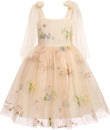 Blumenmädchenkleid, ärmellos, Spaghettiträger, floral bestickt, Prinzessinnenkleid, Kleinkind, Geburtstagsparty, Fee, Tüllkleid 