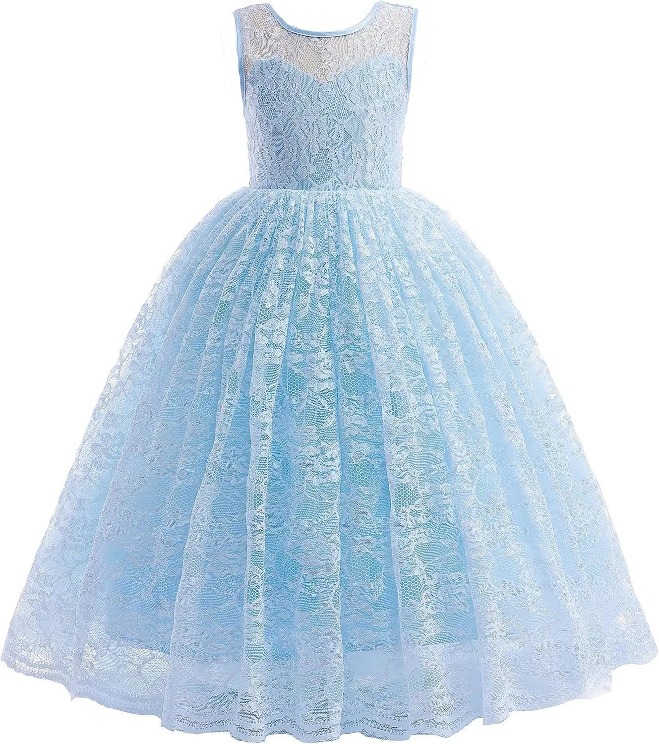 Full Lace Flower Girls Dress Long A Line Bridesmaid Wedding Tulle Dresses Birthday Formal Party Ball Gown girls party dress