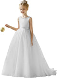 Flower Girl Tulle Tutu Dress for Kids Wedding Girl First Communion Pageant Dresses Princess Prom Ball Gowns with Bow
