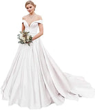 Damen Schulterfrei Satin Brautkleider Ballkleid Langes Ballkleid Abendkleid Ballkleid Brautkleider Sexy Brautkleid 