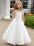 Baby Girl Dress Flower Girl Dresses White Tulle Flory Pattern Sleeveless For Wedding Birthday Party Banquet Princess Gowns