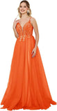Vestidos de fiesta de tul con escote en V profundo para mujer, tirantes finos, apliques de encaje, vestidos de noche largos de corte A 