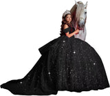 Off Shoulder Quinceanera Dresses Ball Gown Sparkly Beading Tulle Prom Dress Ruffle Layered Sweet 16 Dresses party dresses