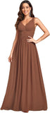 Womens Bridesmaid Dress V-Neck Sleeveless A Line Chiffon Floor Length Formal Dress wedding guest dress  ball gown